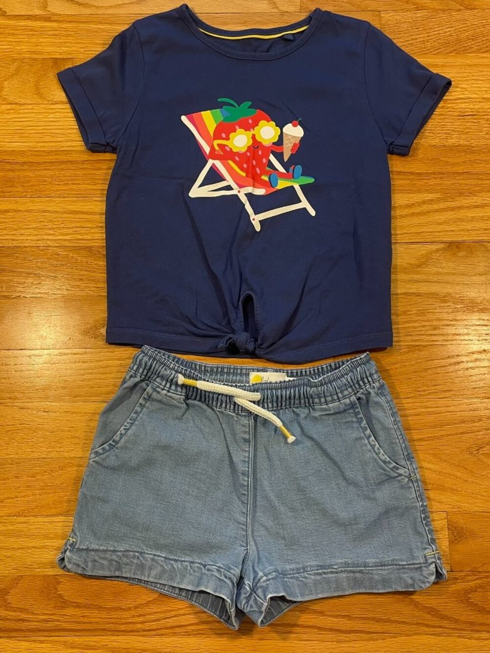 Boden Tie-Front Top & Denim Shorts